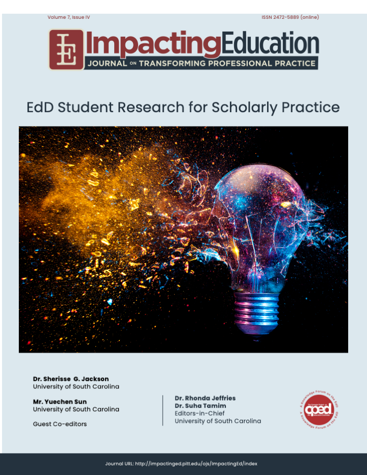 					View Vol. 7 No. 4 (2022): EdD Student Research for Scholarly Practice
				